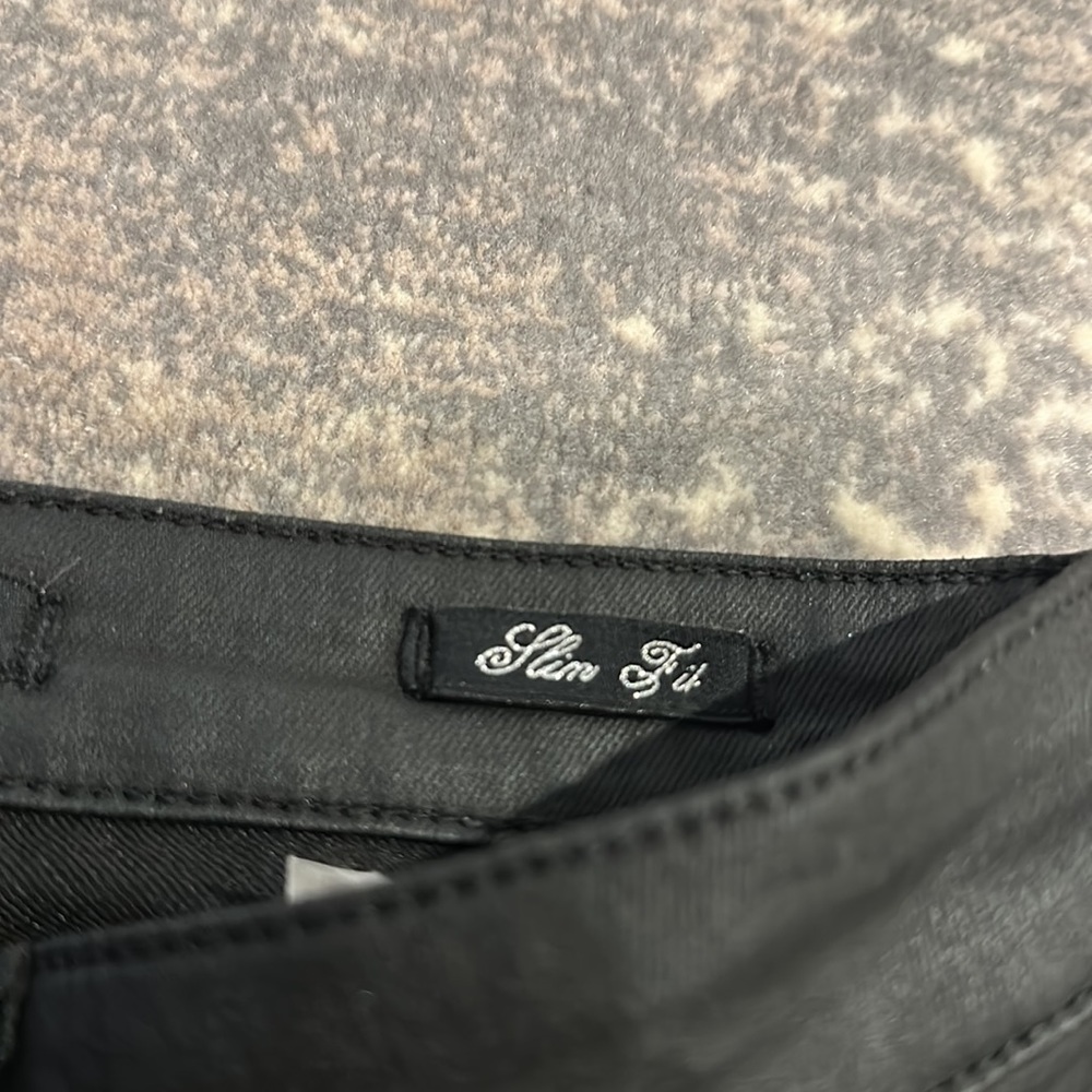ZARA COATED 4 ZIPPER SLIM BLACK JEAN. LOOKS LIKE LEATHER SIZE 4 - Picture 5 of 12